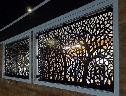 blackened steel plasma cut artwork